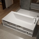 Aquila Bespoke Freestanding Bath in Corian® with Built-in Shelving Side