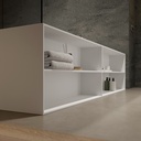 Aquila Bespoke Freestanding Bath in Corian® with Built-in Shelving Detail