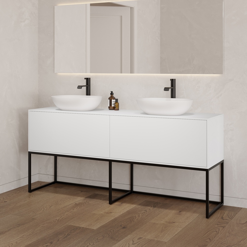Gaia Classic Edge Freestanding Vanity Cabinet | 2 Aligned Drawers White Push Side