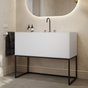 Gaia Classic Edge Freestanding Vanity Unit with Corian® Basin | 1 Drawer White Push Side View