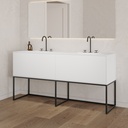 Gaia Classic Edge Freestanding Vanity Unit with Corian® Basin | 2 Aligned  Drawers White Push Side View