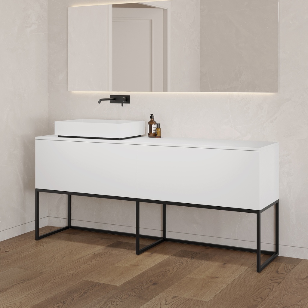 Gaia Classic Freestanding Vanity Cabinet | 2 Aligned Drawers White Push Side