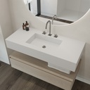 Elegance Silestone Single Wall-Hung Washbasin Iconic White Side View