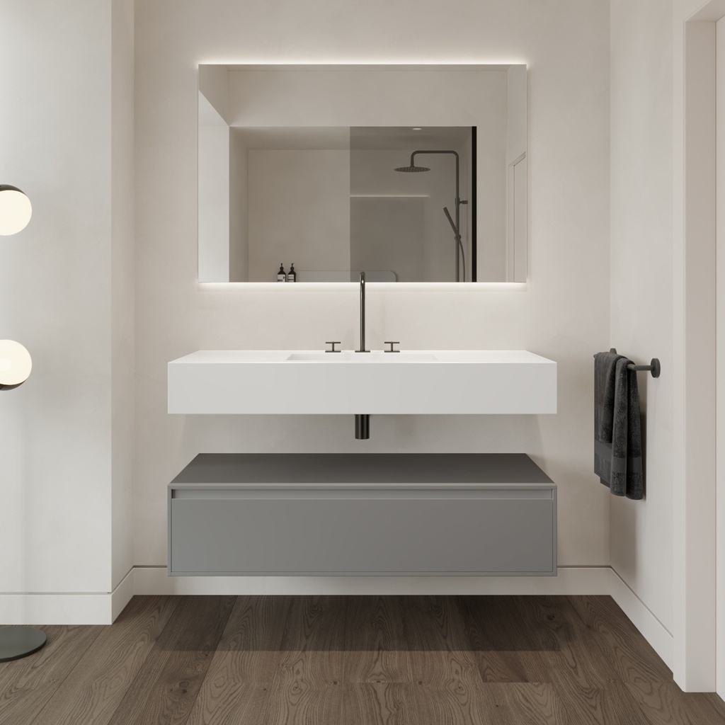 Armony Silestone Single Wall-Hung Washbasin Iconic White Front View