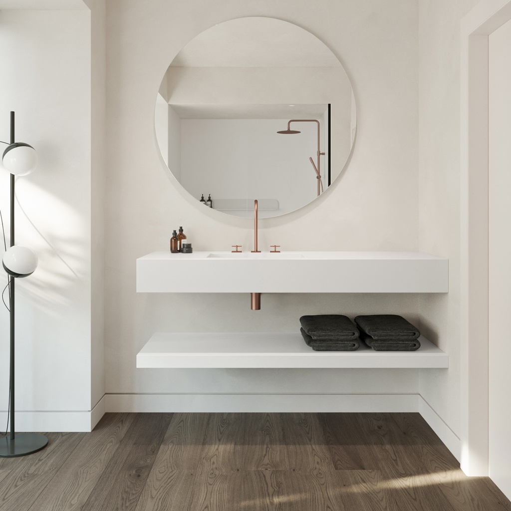 Reflection Silestone Single Wall-Hung Washbasin Iconic White Front View