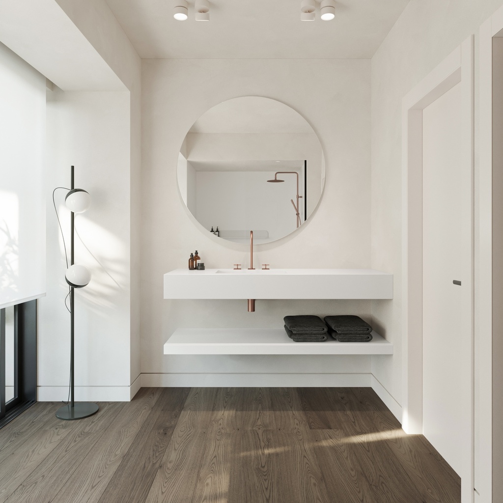 Reflection Silestone Single Wall-Hung Washbasin  Iconic White Overview