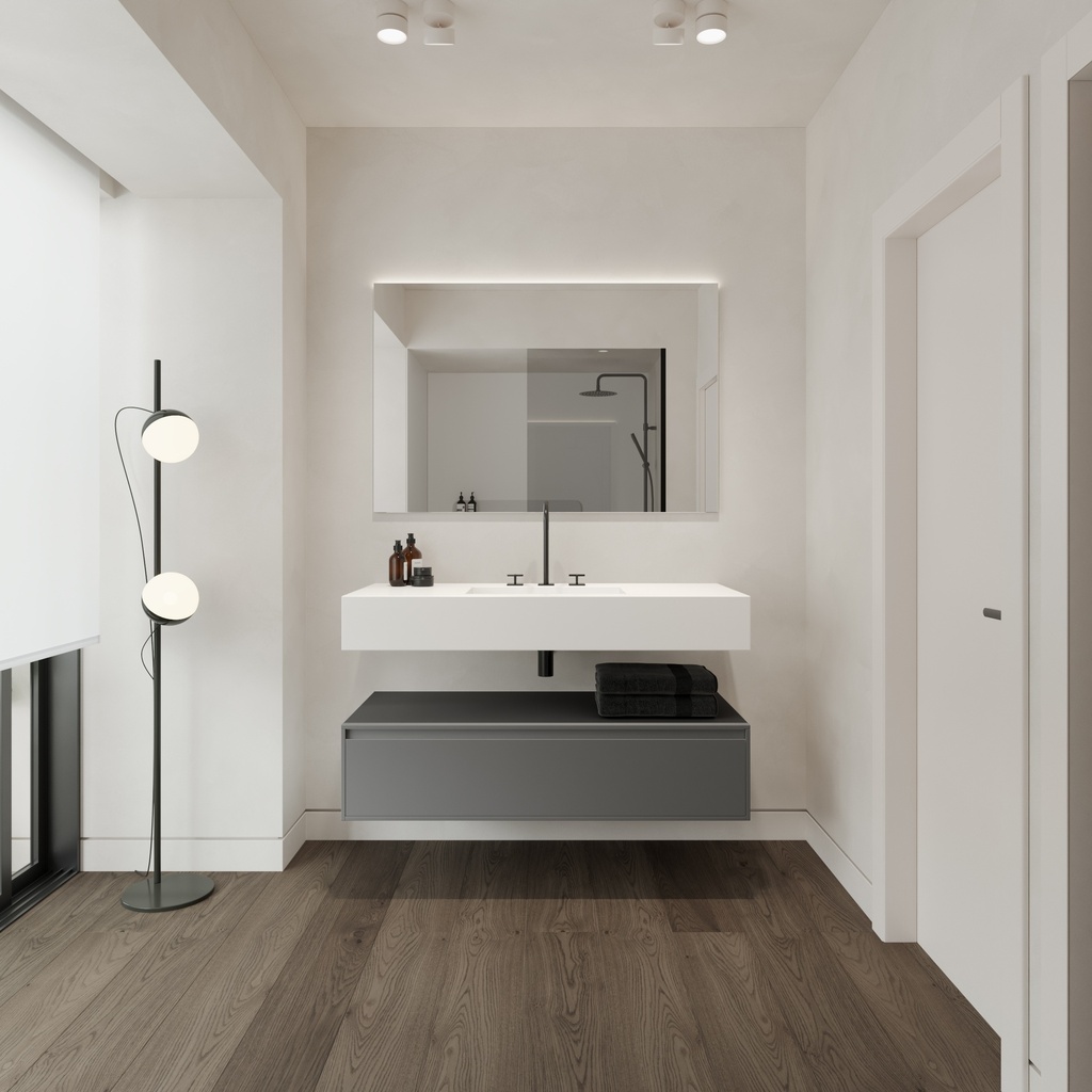 Silence Silestone Single Wall-Hung Washbasin  Iconic White Overview