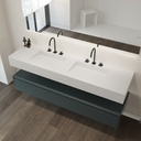 Armony Silestone Double Wall-Hung Washbasin Iconic White Side View