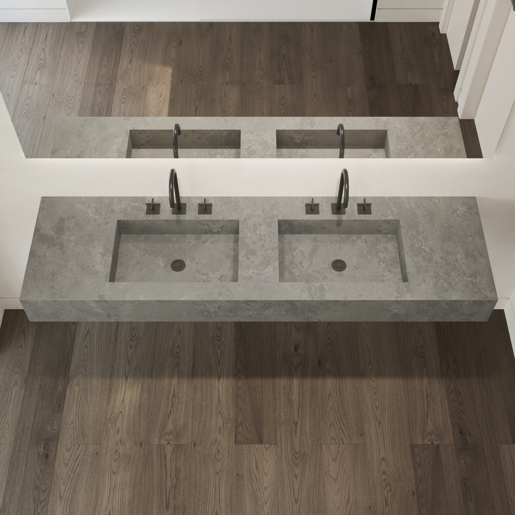 Elegance Silestone Double Wall-Hung Washbasin Seaport Top View