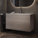 Gaia Wood Vanity Unit with Corian Basin 2 Stacked Drawers Light Push Side View