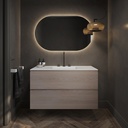 Gaia Wood Vanity Unit with Corian Basin 2 Stacked Drawers Light Std handle Front View