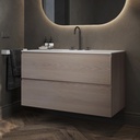 Gaia Wood Vanity Unit with Corian Basin 2 Stacked Drawers Light Std handle Side View