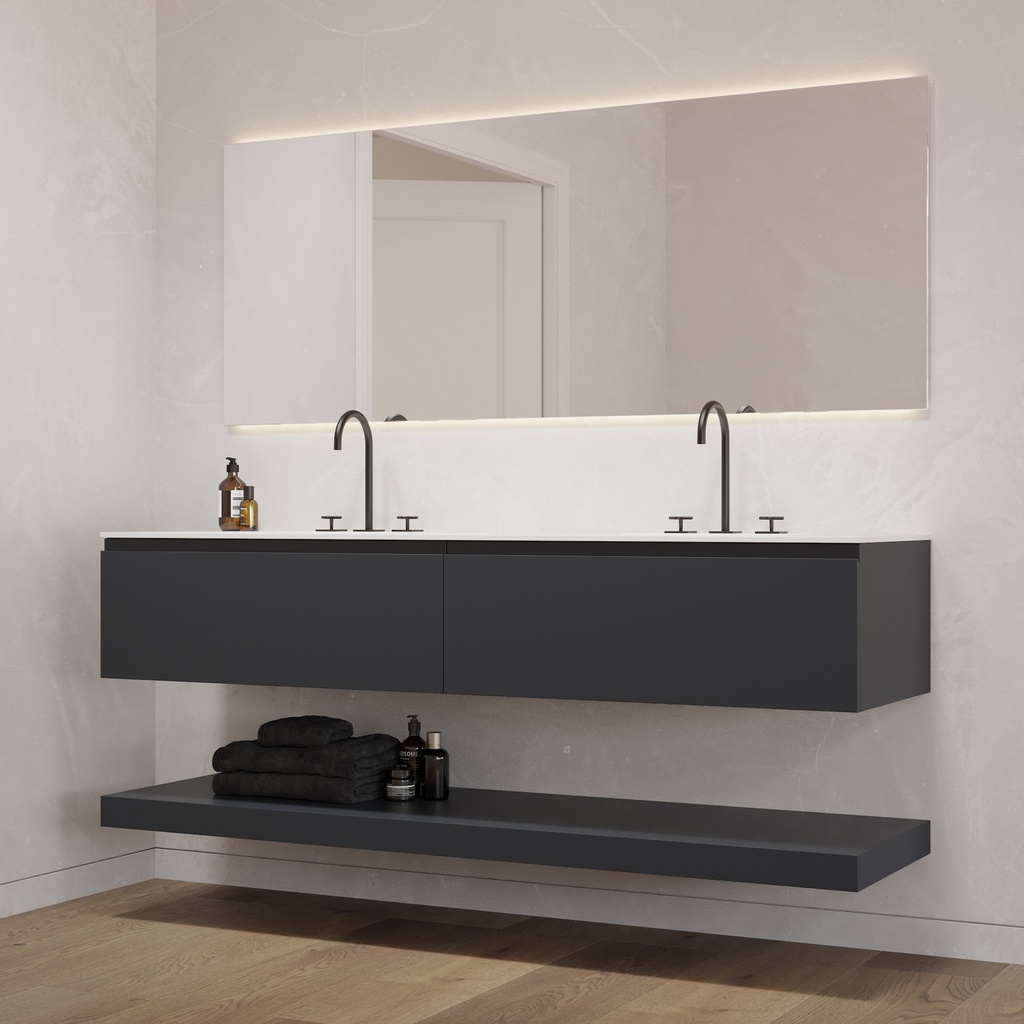Hemera Classic Floating Bathroom Shelf | Luxe Size RAL 7016 Side
