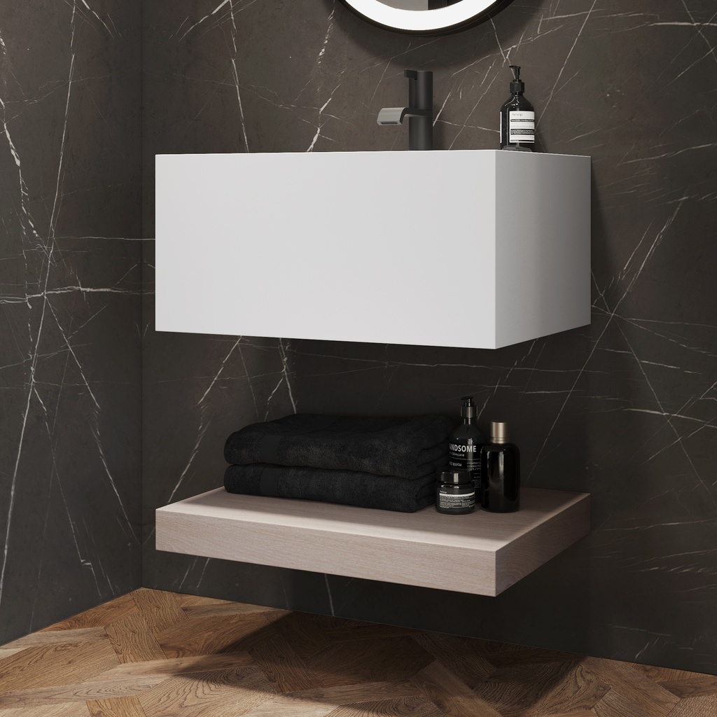 Hemera Wood Floating Bathroom Shelf | Mini Size Light Side