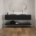 Hemera Corian® Floating Bathroom Shelf Deep Black Quartz Front