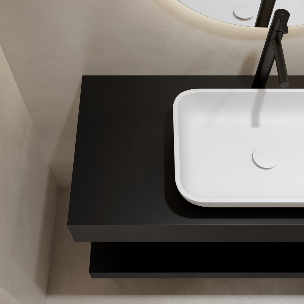 Hemera Classic Floating Bathroom Shelf | Luxe Size RAL 9005 Detail