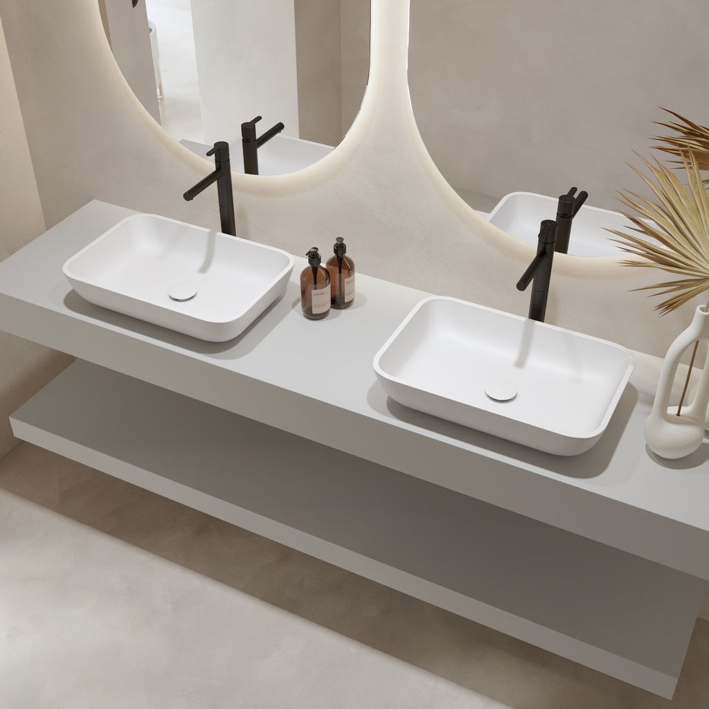 Hemera Classic Floating Bathroom Shelf | Luxe Size RAL 7035 Side