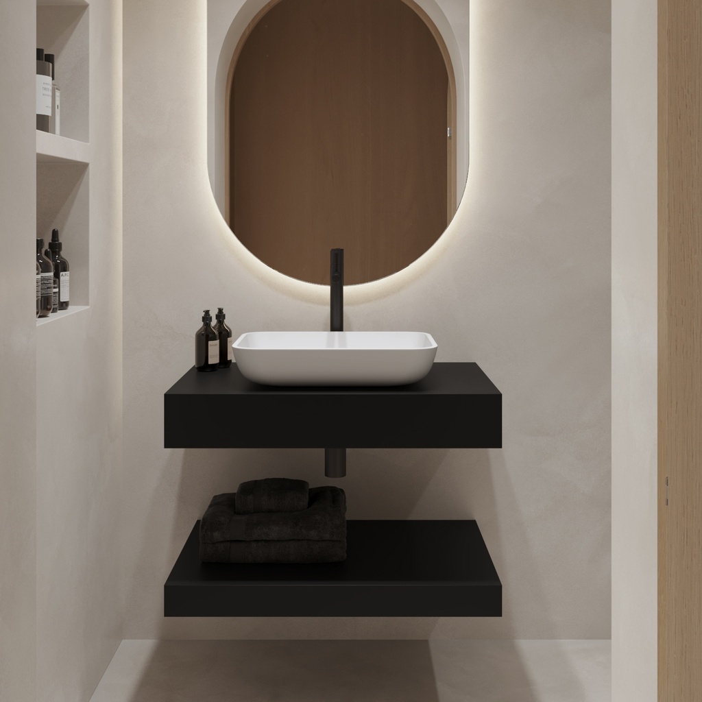 Hemera Classic Floating Bathroom  Shelf | Mini Size RAL 9005 Front