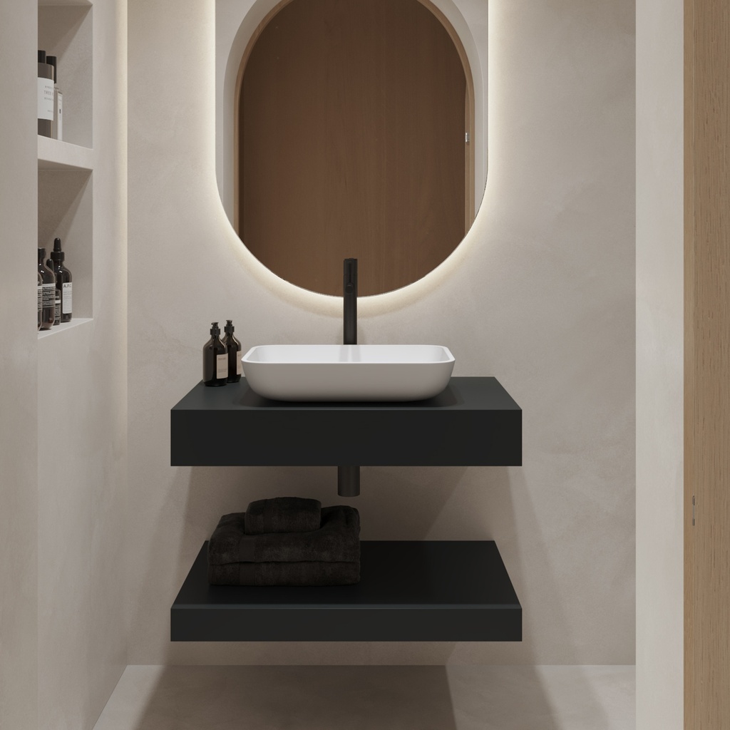 Hemera Classic Floating Bathroom  Shelf | Mini Size RAL 7016 Front