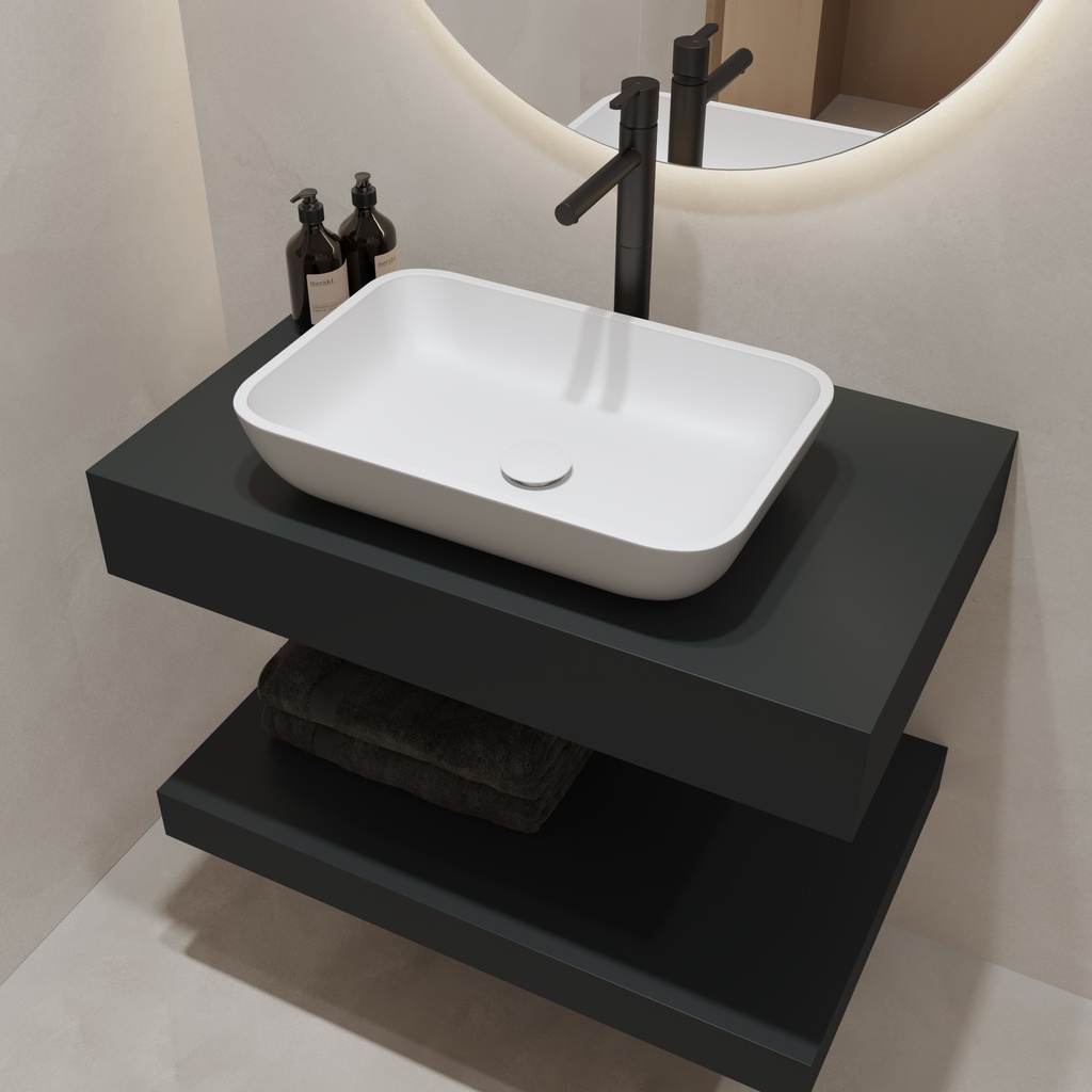 Hemera Classic Floating Bathroom  Shelf | Mini Size RAL 7016 Side