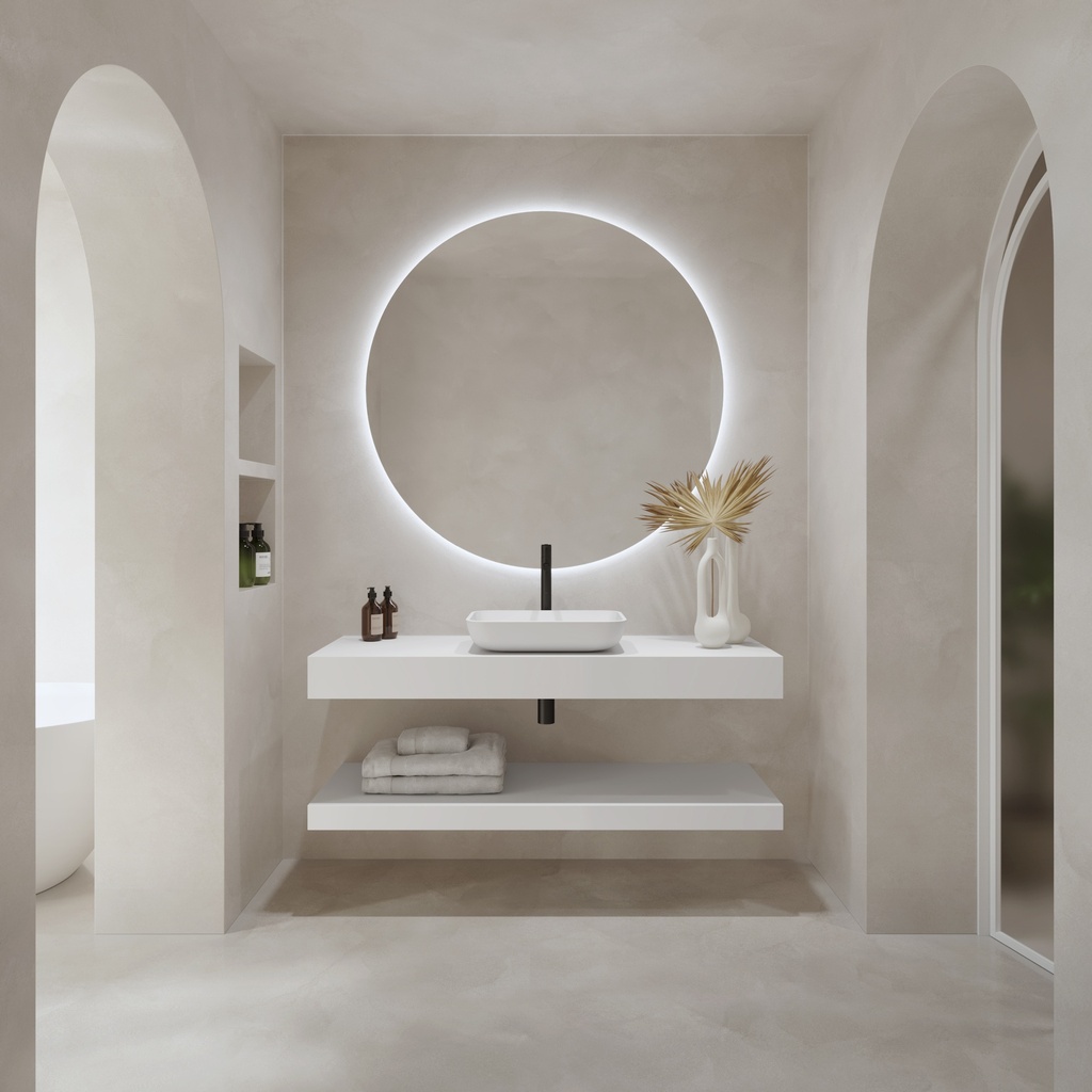 Hemera Corian® Floating Bathroom Shelf Glacier White Overview