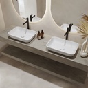Hemera Corian® Floating Bathroom Shelf Ash Aggregate Side