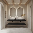 Hemera Corian® Floating Bathroom Shelf Deep Black Quartz Overview