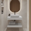 Hemera Corian® Floating Bathroom Shelf Glacier White Front