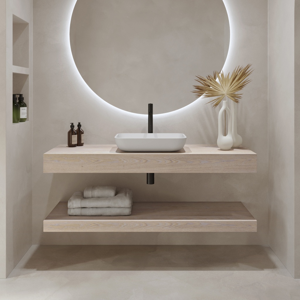Hemera Wood Floating Bathroom Shelf Light Front