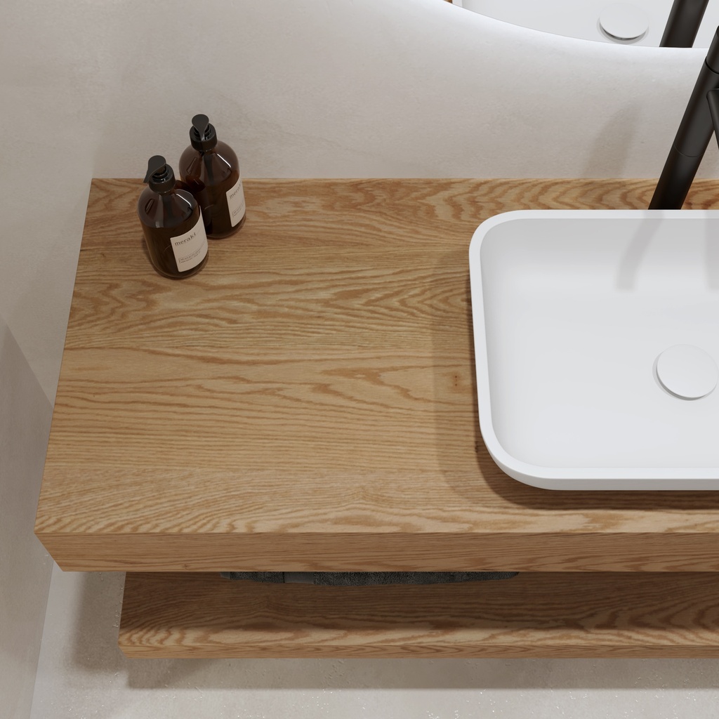 Hemera Wood Floating Bathroom Shelf Pure Detail