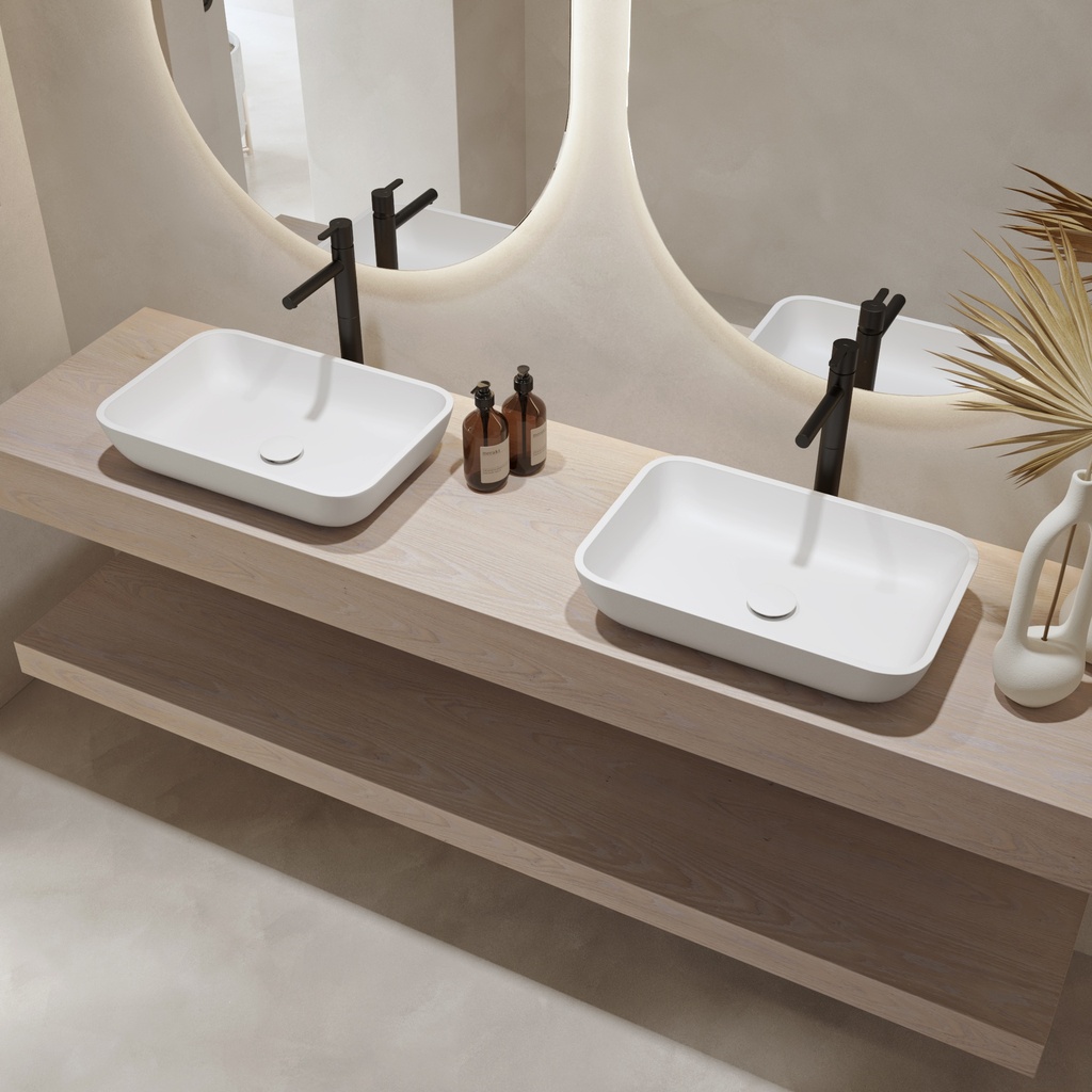Hemera Wood Floating Bathroom Shelf | Luxe Size Light Side