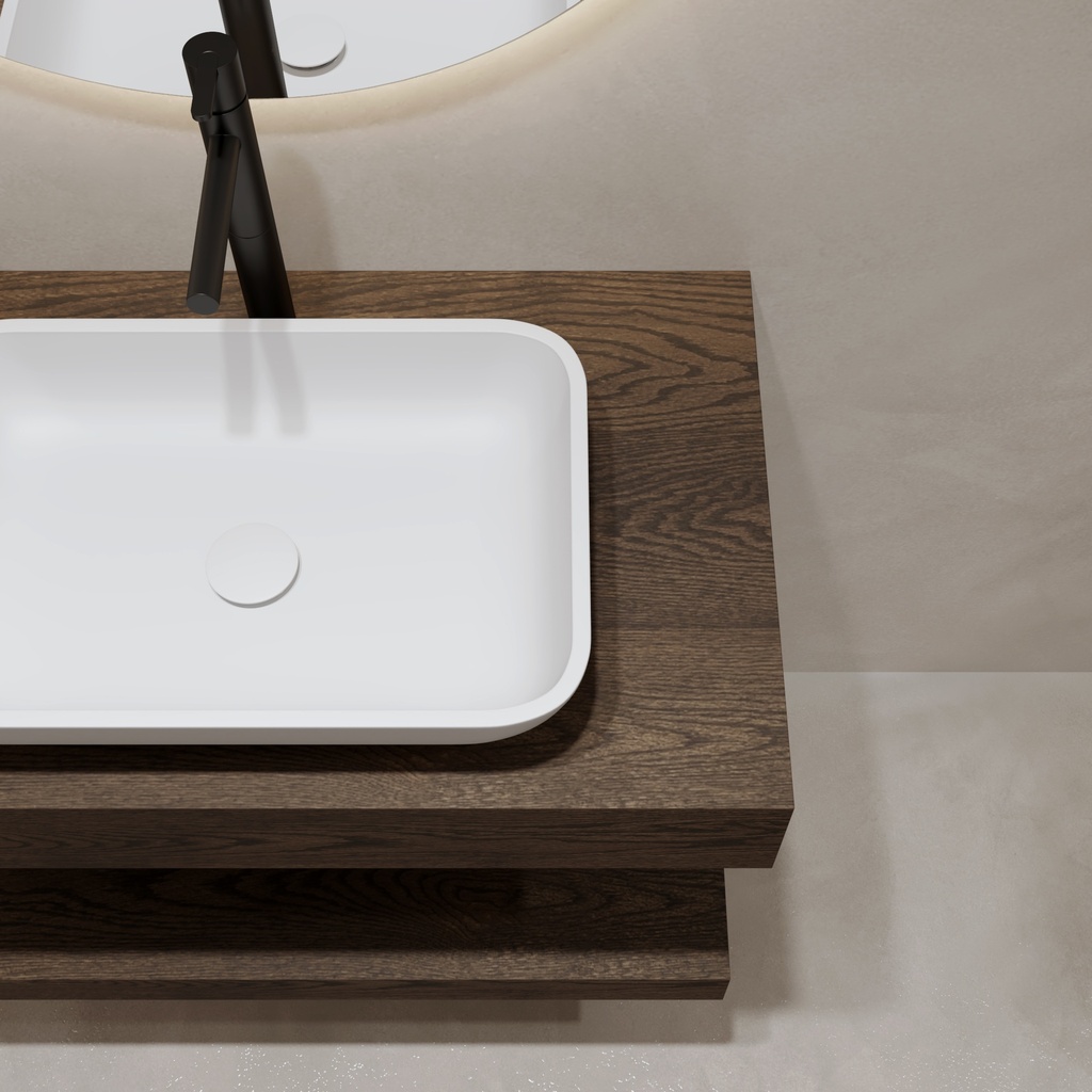 Hemera Wood Floating Bathroom Shelf | Mini Size Dark Detail