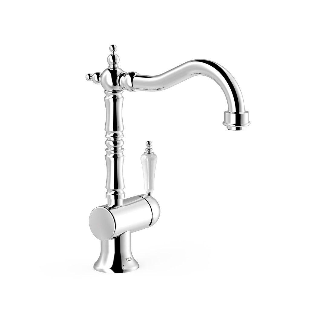 Classic Basin Mixer Tap with Swan Neck - Tres CR