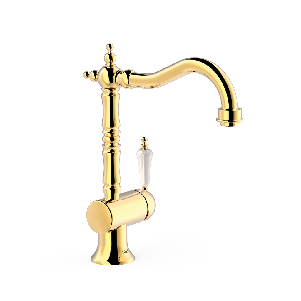 Classic Basin Mixer Tap with Swan Neck - Tres OR
