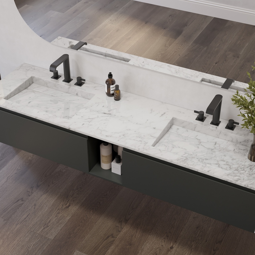 Cassiopeia Marble Double Vanity Top Carrara Marble Side View