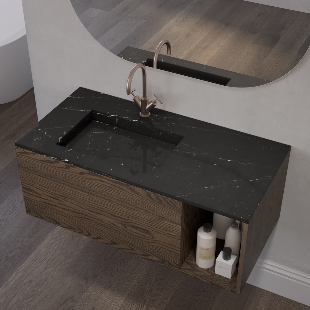 Gliese Marble Single Vanity Top Marquina Marble Side View