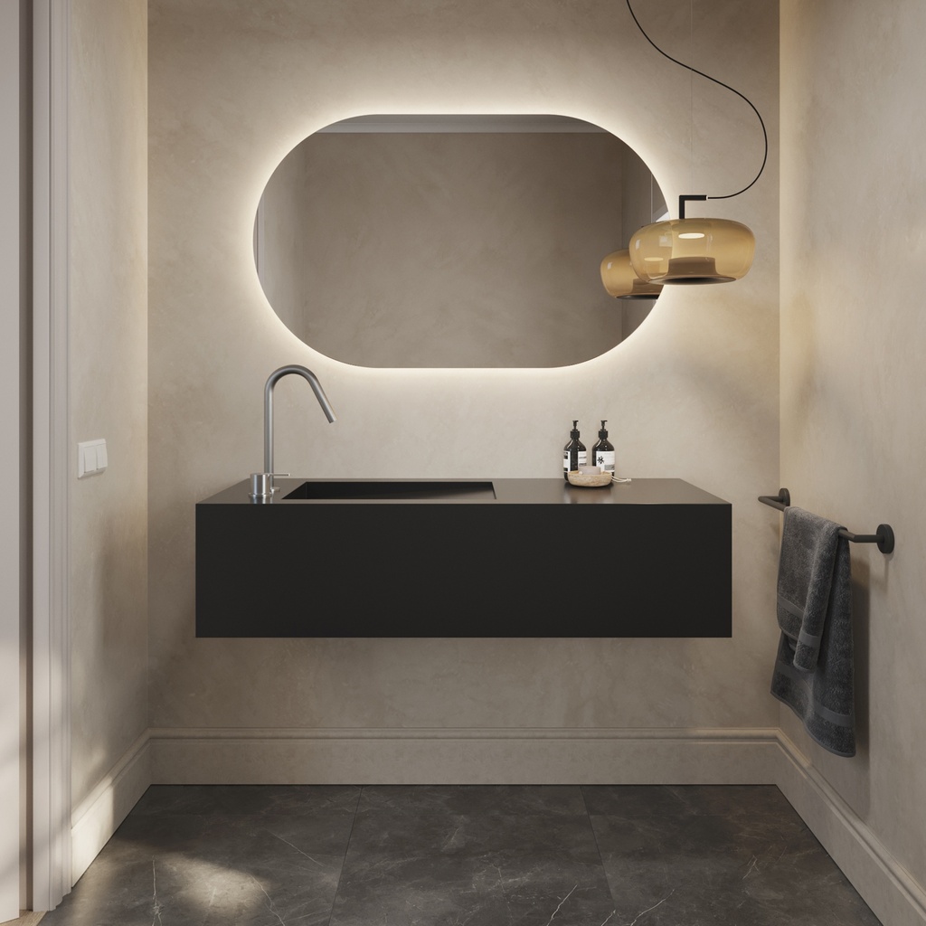 Perseus Deep Corian Single Wall-Hung Washbasin Deep Nocturne Front View