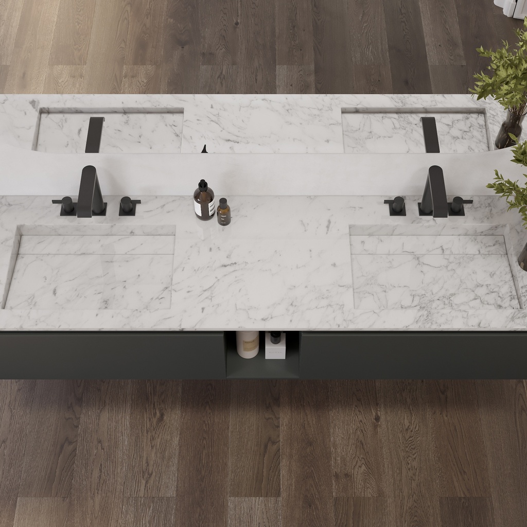 Cassiopeia Marble Double Vanity Top Carrara Marble Top View