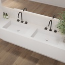 Quiet Deep Corian Double Wall-Hung Washbasin Glacier White Side View