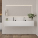 Gliese Deep Corian Double Wall-Hung Washbasin Glacier White Front View