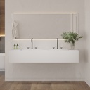 Quiet Deep Corian Double Wall-Hung Washbasin Glacier White Front View
