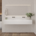Delta Deep Corian Double Wall-Hung Washbasin Glacier White Front View