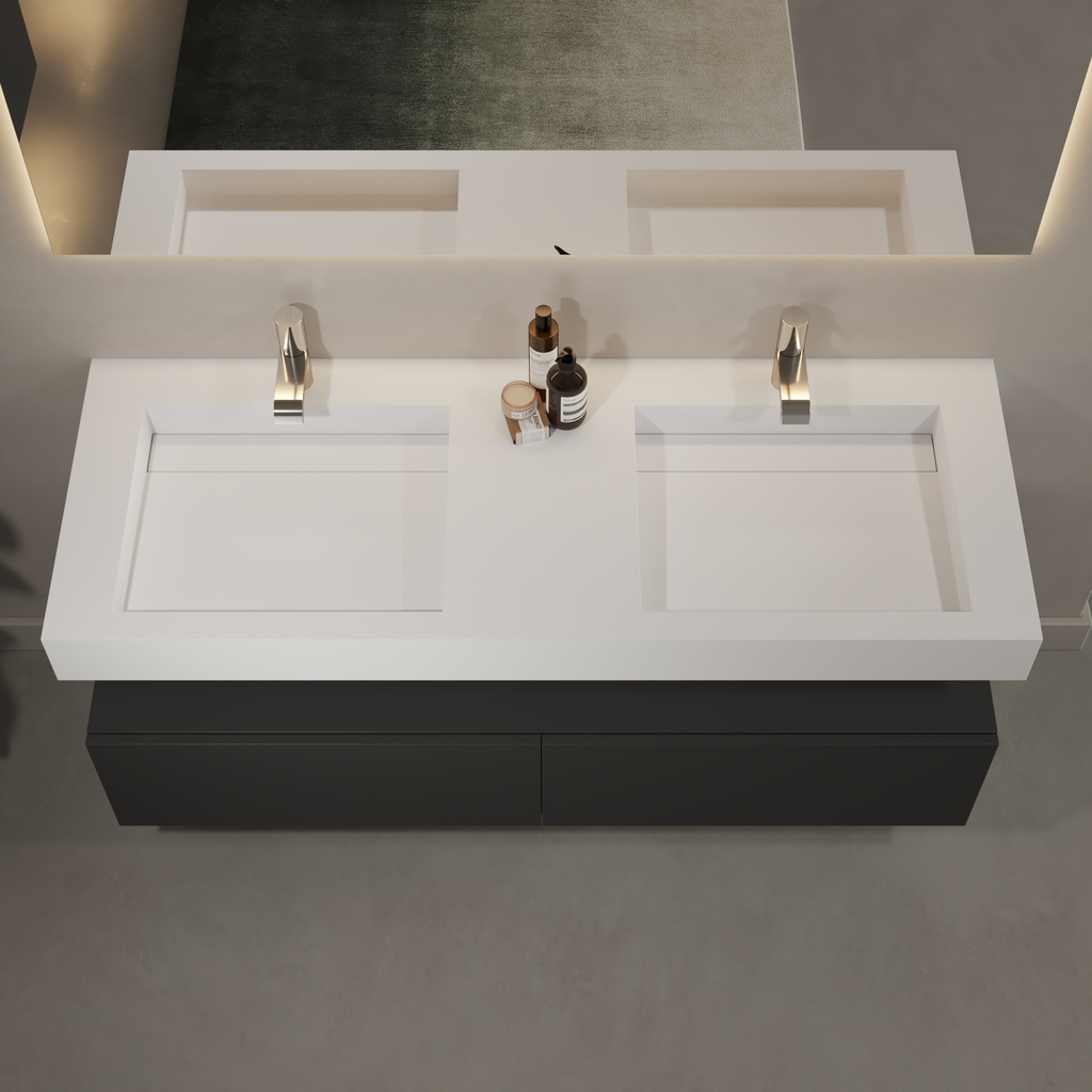 Consolea Wall hung Double Washbasin White 150  Top