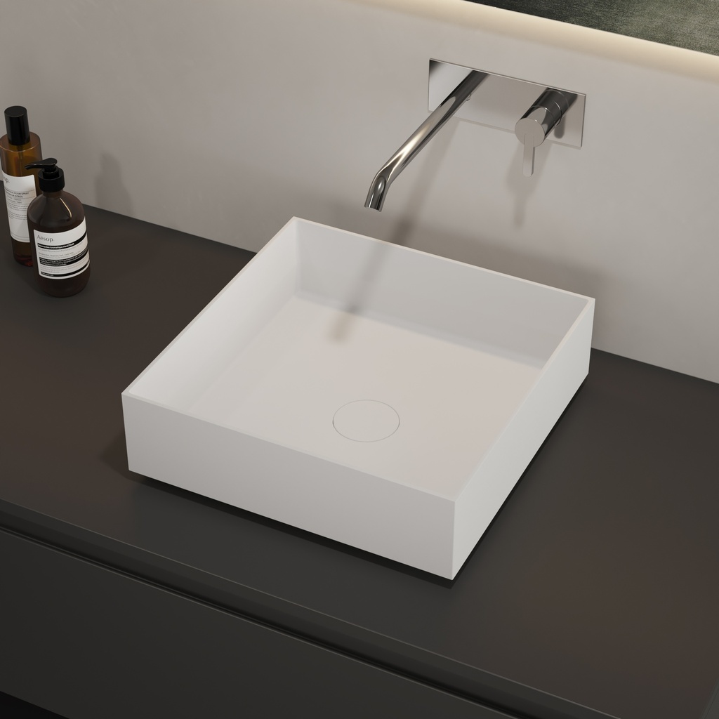 Zinnia Countertop Washbasin White 38  Side