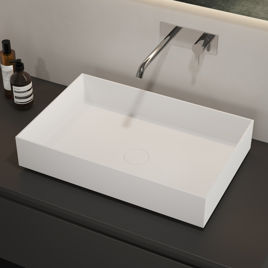 Zinnia Countertop Washbasin White 58  Side