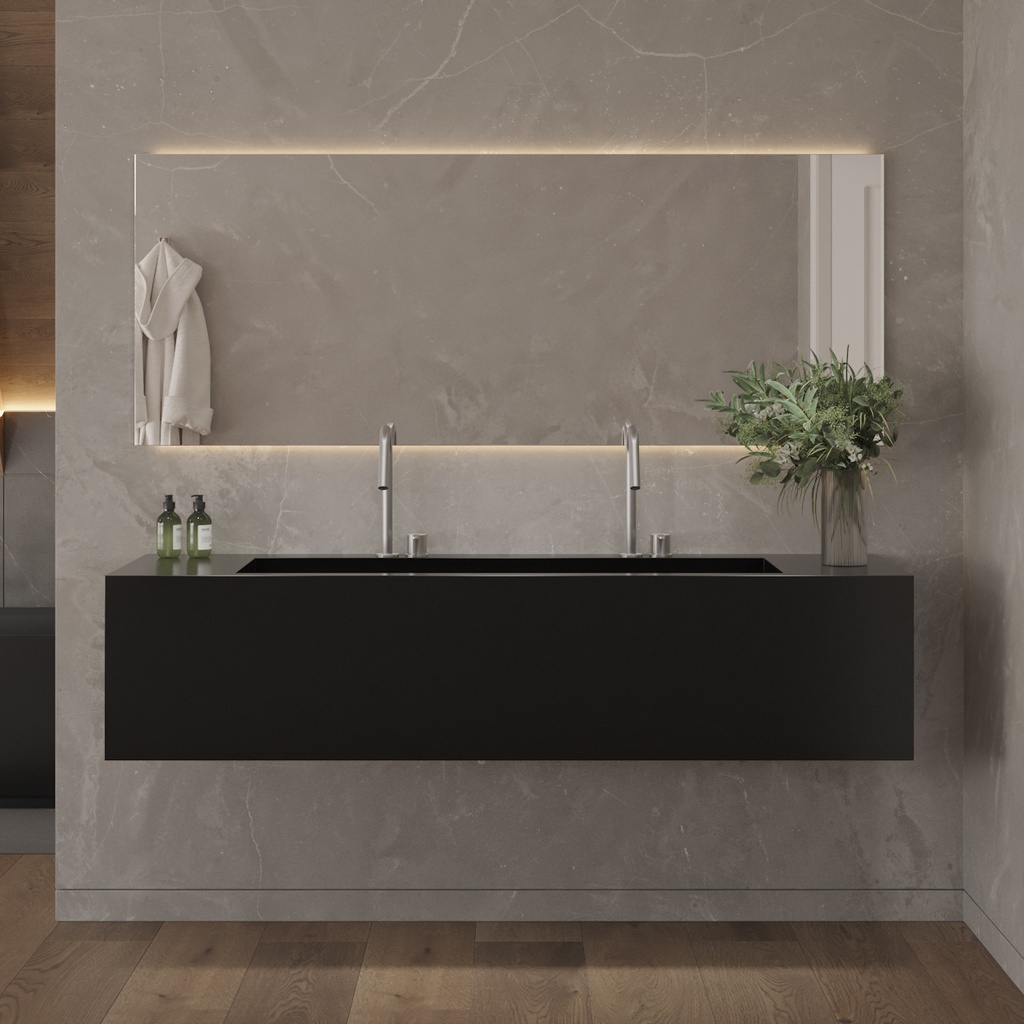Cassiopeia Plus Deep Corian Wall-Hung Washbasin Deep Nocturne Front View