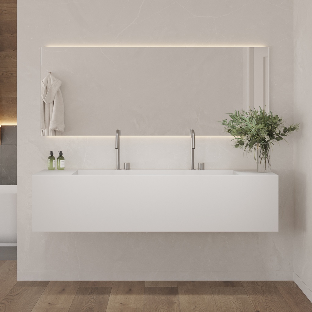 Cassiopeia Plus Deep Corian Wall-Hung Washbasin Glacier White Front View