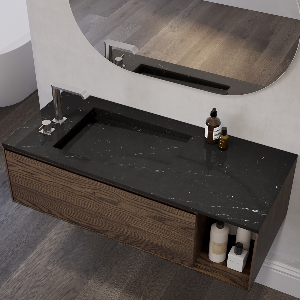 Perseus Marble Single Vanity Top Marquina Marble Side View