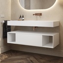 Apollo Classic Edge Bathroom Cabinet 1 Drawer 2 Shelves Comfort Size White Push Pull Side