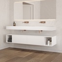Apollo Classic Edge Bathroom Cabinet 2 Aligned Drawers 2 Shelves Luxe Size White Push Pull Side